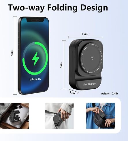 محطة شاحن لاسلكية 3 في 1 لشاحن iPhone mag-safe ، 15 واط سعة 15 واط للطي سريعًا ، مع الضوء الليلي ، وشاحن الهاتف المغناطيسي للمنزل للمنزل ، in Saudi Arabia