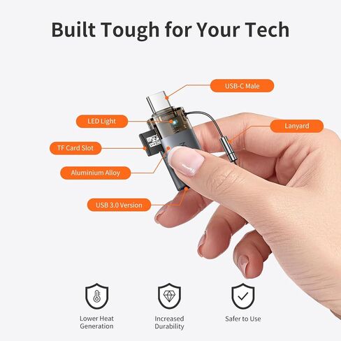 Mcdodo USB to USB-C Adapter with Micro SD Card Slot,TF Card Reader Type-C to USB 3.0 OTG Adapter Support Camera Mouse Keyboard Connect U Disk,Fit iPhone 16 15 MacBook iPad Galaxy in Saudi Arabia
