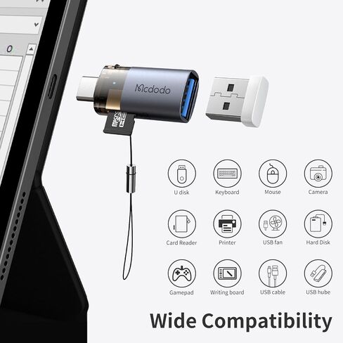 Mcdodo USB to USB-C Adapter with Micro SD Card Slot,TF Card Reader Type-C to USB 3.0 OTG Adapter Support Camera Mouse Keyboard Connect U Disk,Fit iPhone 16 15 MacBook iPad Galaxy in Saudi Arabia