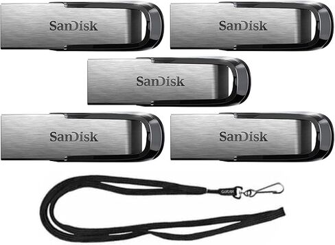 Sandisk 256gb Ultra Flair USB 3.0 Metallic Flash Drive SDCZ73-256G مع (1) Goram Black Lanyard (256 جيجابايت ، 5 حزمة) in Saudi Arabia