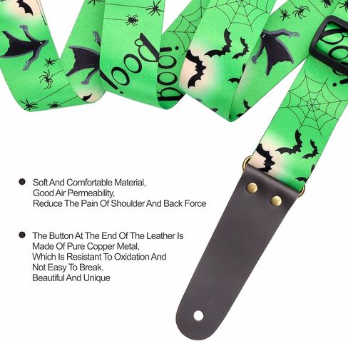 Nefelibata Guitar Strap, Vintage Embroidered Cotton Guitar Straps with Head Cowhide Leather Ends for Bass, Electric & Acoustic Guitars, with Free Strap Button, 1 Pair Strap Locks and 4 Guitar Picks in Saudi Arabia