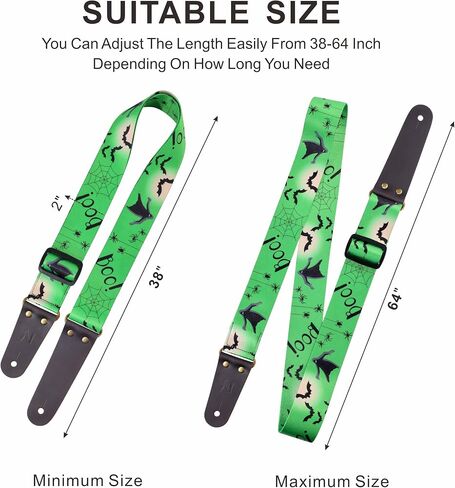 Nefelibata Guitar Strap, Vintage Embroidered Cotton Guitar Straps with Head Cowhide Leather Ends for Bass, Electric & Acoustic Guitars, with Free Strap Button, 1 Pair Strap Locks and 4 Guitar Picks in Saudi Arabia