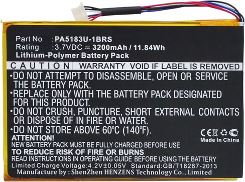بطارية الكمبيوتر اللوحي الرقمي التآزر ، متوافقة مع Toshiba AT7-C8 Tablet ، (Li-Pol ، 3.7V ، 3200mAh) سعة عالية جدًا ، بديل لبطارية Toshiba PA5183U-1BRS in Saudi Arabia
