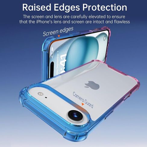 متوافق مع Aphone Air Case لطيف التدرج الواضحة المقاومة للخدش الخلفية مقاومة الصدمات Cove 6.5 بوصة ، واضحة البلورة in Kuwait
