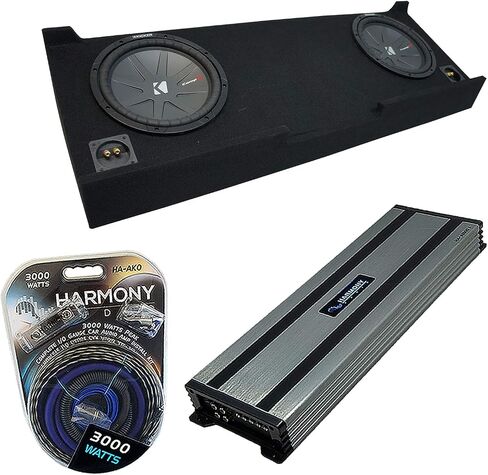 Ammarony Audio HA-A1500.1 متوافق مع Chevy Silverado CREW CAB TRACK 07-13 CAR STEREO CLASS D MONO 3000W SUB AMP ، 43CWR102 COMPR CWR10 400W RMS SUB و 2X10GMMMCREW-07-11 DUAL SUB BOX TLICK in Saudi Arabia