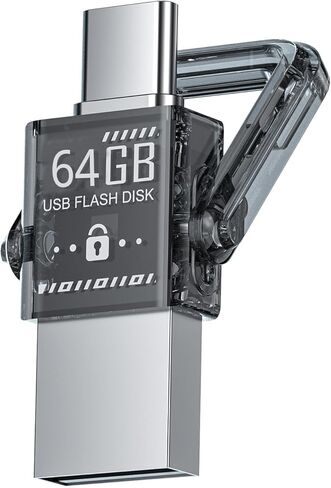 محرك إبهام USB-C 64 جيجا بايت ، محرك أقراص إبهام عالي السرعة ، 2 في 1 ، محرك USB المحمول لنظام Android ، MacBook ، الكمبيوتر المحمول ، الكمبيوتر الشخصي ، اللوح-قذيفة معدنية متينة ، متوافقة مع USB-C و USB-A ، نقل البيانات السريعة in Kuwait