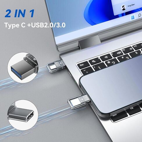 محرك إبهام USB-C 64 جيجا بايت ، محرك أقراص إبهام عالي السرعة ، 2 في 1 ، محرك USB المحمول لنظام Android ، MacBook ، الكمبيوتر المحمول ، الكمبيوتر الشخصي ، اللوح-قذيفة معدنية متينة ، متوافقة مع USB-C و USB-A ، نقل البيانات السريعة in Kuwait