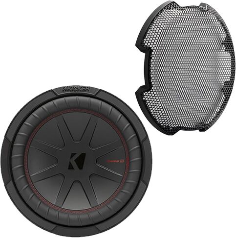 KICKER 48CWR104 CompR 10" 800 Watts Max Power 4-Ohm Car Audio Subwoofer Bundle Combo with 10" Round Steel Mesh Subwoofer Grille in Saudi Arabia