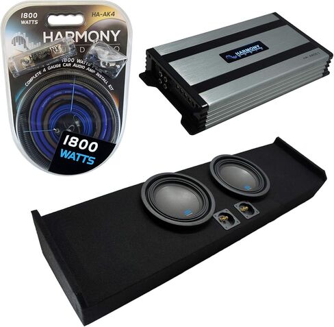 Ammonony Audio Alpine S-W10d2 متوافق مع Ford F-150 Super Crew Truck 2009-2020 مع HA-A800.1 MONO 1600W AMP & FORD2X10-150-CREW-09 Dual 10 "Sub Sub in Kuwait