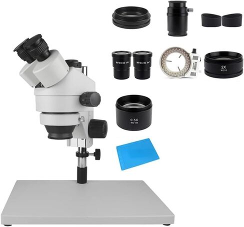 مجموعة ملحقات المجهر للهاتف PCB Soldering Lab الصناعي 7x 45x Simul-Focal Trinocular Microscope USB Digital 1080p VGA HDMI Camera Microscome (الأسود ، 7x-45x) in Saudi Arabia