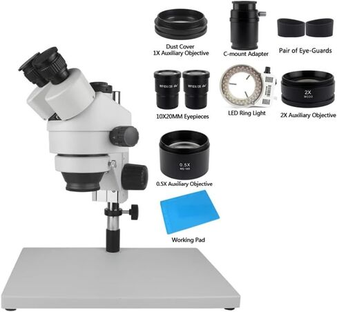 مجموعة ملحقات المجهر للهاتف PCB Soldering Lab الصناعي 7x 45x Simul-Focal Trinocular Microscope USB Digital 1080p VGA HDMI Camera Microscome (الأسود ، 7x-45x) in Saudi Arabia