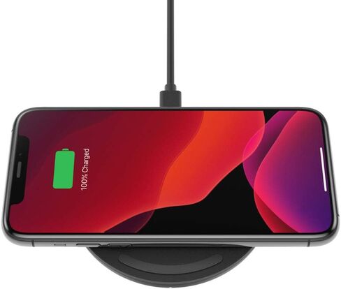 لوحة الشحن اللاسلكية Belkin Wireless 15W - Chi Charger ، محطة شحن لـ Apple iPhone 16 ، iPhone 15/14/13 ، Airpods ، Samsung Galaxy S25 ، Galaxy S24 ، بكسل - كابل 5 أقدام مدرج - أسود - in Kuwait