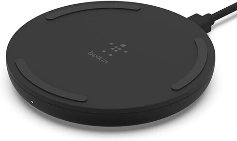 لوحة الشحن اللاسلكية Belkin Wireless 15W - Chi Charger ، محطة شحن لـ Apple iPhone 16 ، iPhone 15/14/13 ، Airpods ، Samsung Galaxy S25 ، Galaxy S24 ، بكسل - كابل 5 أقدام مدرج - أسود - in Kuwait