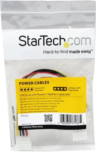StarTech.com LP4 to 2X LP4 Power Y Splitter Cable M/F - LP4 Splitter & IDE to SATA Hard Drive or Optical Drive Adapter Converter - 40-Pin PATA to 2.5" SATA HDD/SSD/ODD Converter (IDE2SAT2) in Saudi Arabia