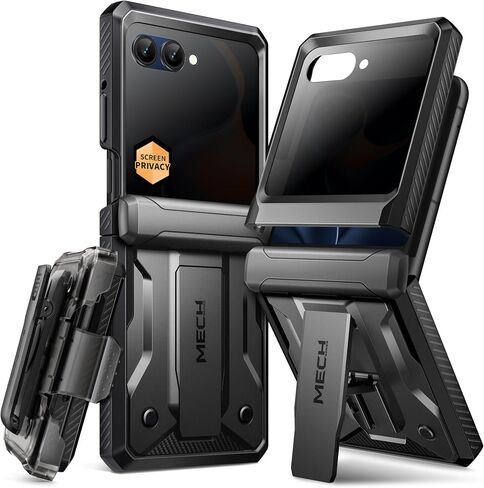 TONGATE for Motorola Razr 2025/Razr 2024 Case with Privacy Screen Protector, [Stand & Belt-Clip] [Hinge Protection Cover] [Anti-Slip], Full-Body Military Grade Protective Phone Case, Black in Saudi Arabia