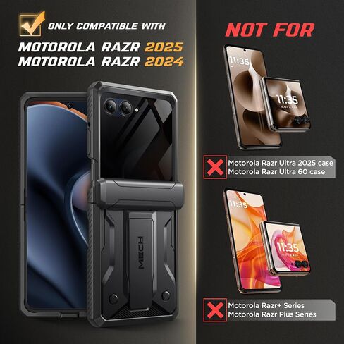 TONGATE for Motorola Razr 2025/Razr 2024 Case with Privacy Screen Protector, [Stand & Belt-Clip] [Hinge Protection Cover] [Anti-Slip], Full-Body Military Grade Protective Phone Case, Black in Saudi Arabia
