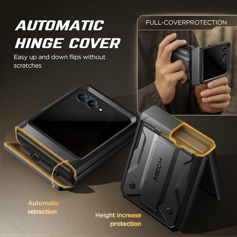 TONGATE for Motorola Razr 2025/Razr 2024 Case with Privacy Screen Protector, [Stand & Belt-Clip] [Hinge Protection Cover] [Anti-Slip], Full-Body Military Grade Protective Phone Case, Black in Saudi Arabia