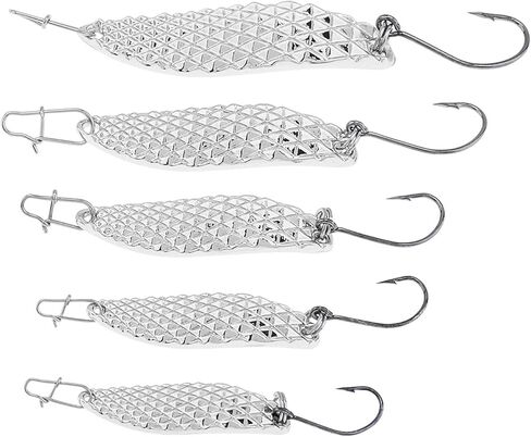 5pcs Metal Fishing Lures Spoon Spinner Baits, Hard Metal Fishing Lures Spinnerbait Sequins Spoons Hard Bait in Saudi Arabia