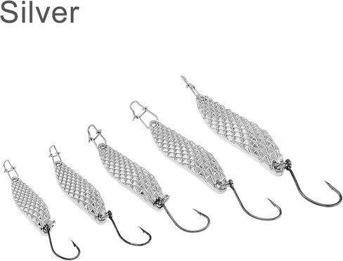 5pcs Metal Fishing Lures Spoon Spinner Baits, Hard Metal Fishing Lures Spinnerbait Sequins Spoons Hard Bait in Saudi Arabia