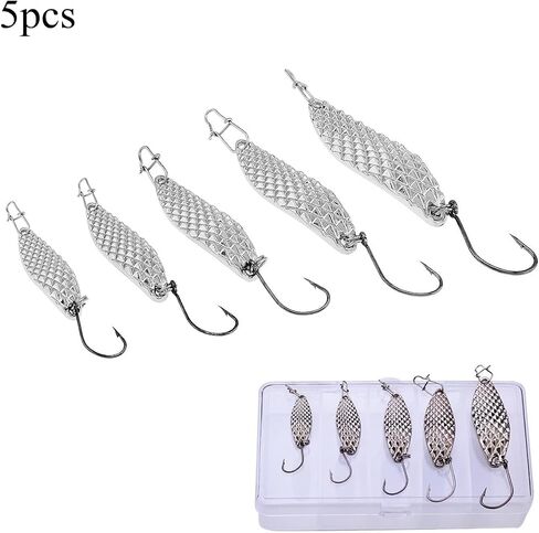5pcs Metal Fishing Lures Spoon Spinner Baits, Hard Metal Fishing Lures Spinnerbait Sequins Spoons Hard Bait in Saudi Arabia