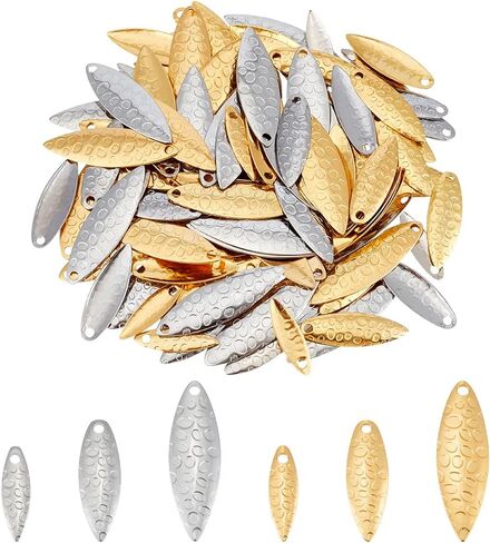 FreeBloss 120pcs صيد السحب ملاعق الفولاذ المقاوم للصدأ شفرات الدوران جاذب جاذبية المياه الملحفة سبينر الملاعق لتوريدات الحرف اليدوية ، 3 أحجام in Saudi Arabia