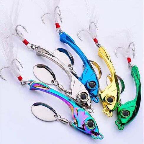 5pcs/set spinnerbait المعدنية المتميزة مع ذيل الاهتزاز - إغراء صب طويل المسافات لباس ، سمك السلمون المرقط في المياه الطازجة والملحية in Saudi Arabia