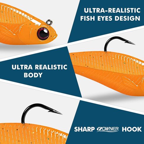 Fishing Lures for Freshwater and Saltwater, Swim Baits for Bass Fishing, Pre-Rigged Jig Heads Paddle Tail Fishing Bait for Crappie Trout Walleye, Amazing Fishing Gifts in Saudi Arabia