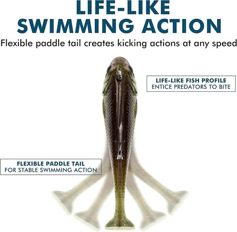 Fishing Lures for Freshwater and Saltwater, Swim Baits for Bass Fishing, Pre-Rigged Jig Heads Paddle Tail Fishing Bait for Crappie Trout Walleye, Amazing Fishing Gifts in Saudi Arabia