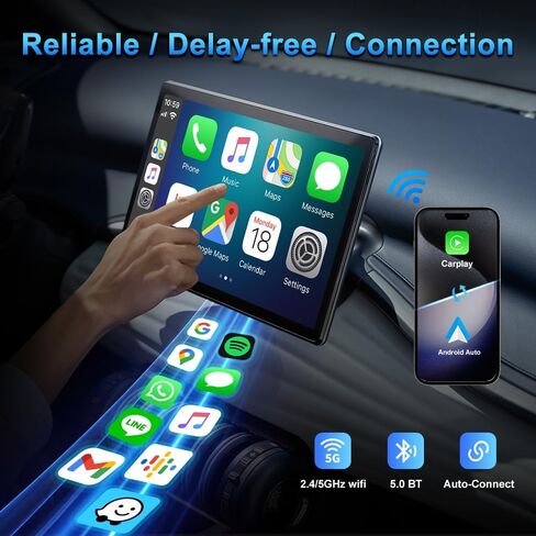 محول CarPlay اللاسلكي ، سلكي محول CarPlay اللاسلكي لل Carplay و Android Auto ، منفذ USB الحجم المصغر للسيارات 2016+ و IOS 10+/ Android 11+ 2025 ترقية. in Kuwait