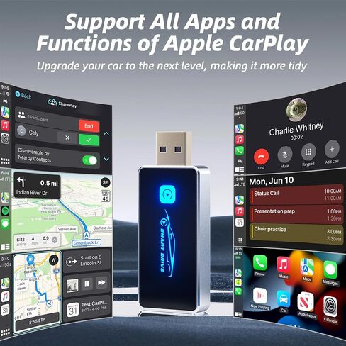 Wireless CarPlay Adapter, Converts Wired to Wireless for iPhone 10+, Supports Over 800 Car Models, Plug & Play CarPlay for Cars from 2017 & iOS 10+ in Saudi Arabia