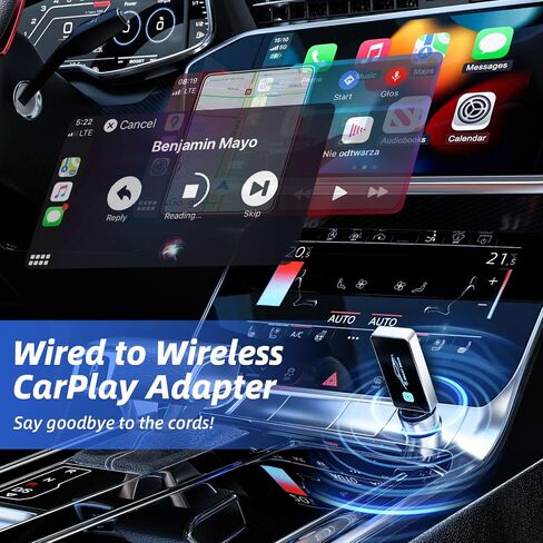 Wireless CarPlay Adapter, Converts Wired to Wireless for iPhone 10+, Supports Over 800 Car Models, Plug & Play CarPlay for Cars from 2017 & iOS 10+ in Saudi Arabia