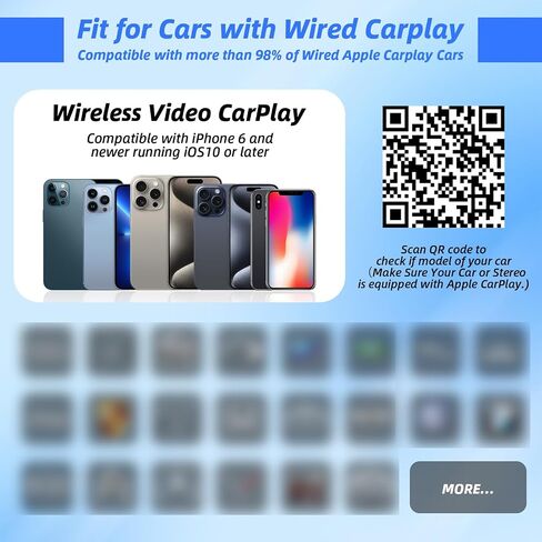 Wireless CarPlay Adapter, Converts Wired to Wireless for iPhone 10+, Supports Over 800 Car Models, Plug & Play CarPlay for Cars from 2017 & iOS 10+ in Saudi Arabia