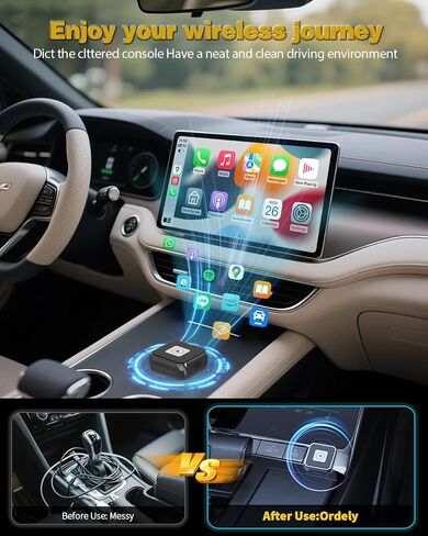 Wireless CarPlay Adapter & Android Auto Adapter - Plug & Play,Auto Connects,5GHz Fast WiFi,Mini USB Design for 2016+ CarPlay-Enabled Vehicles and iOS 10+ & Android 11+ (Black) in Saudi Arabia