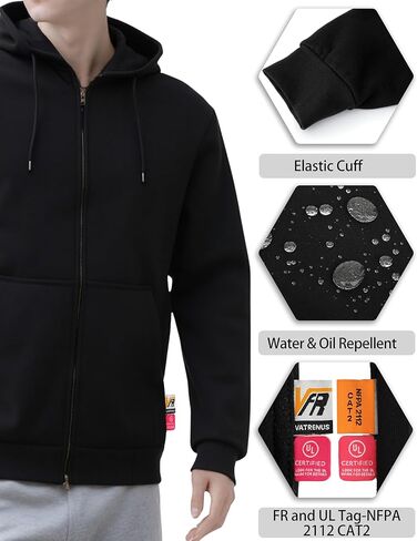 VATRENUS FR Hoodies for men Flame Resistant Jacket 10.5oz Cotton Fleece Flame Resistant Jacket Welding Sweatshirts in Kuwait