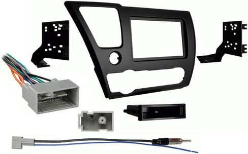 Harmony Audio Metra 99-7882B Compatible with 2013-2014 Honda Civic ISO DIN Radio Provision with Pocket Painted Matte Black, HA-701729 Radio Harness Adapter Plug and HA-40HD11 Radio Antenna Adapter in Saudi Arabia