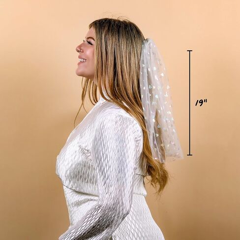 Black Heart White Veil with Black Bow - Bride Bachelorette Accessory for Celebrating Bachelorette Party, Bridal Shower in Saudi Arabia