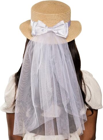 Black Heart White Veil with Black Bow - Bride Bachelorette Accessory for Celebrating Bachelorette Party, Bridal Shower in Saudi Arabia
