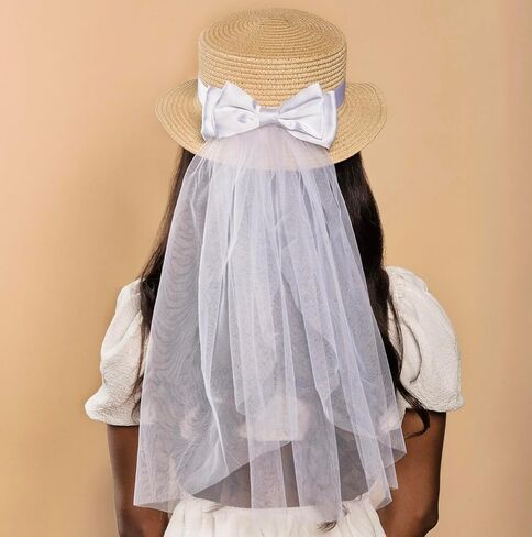 Black Heart White Veil with Black Bow - Bride Bachelorette Accessory for Celebrating Bachelorette Party, Bridal Shower in Saudi Arabia