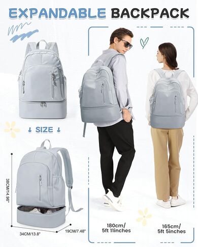 Small Black Gym Backpack for Women Men, Waterproof Gym Track Bag with Expandable Shoe Compartment, Lightweight Mini Casual Daypack Sports Back Pack for Travel Hiking Dance Yoga Fitness Track in Kuwait