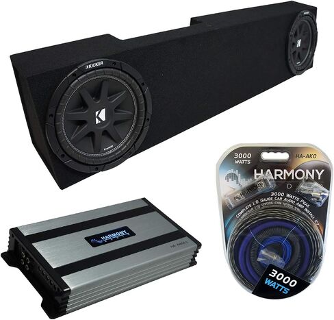 Ammarony Audio متوافق مع 2006-2018 Dodge Ram Mega Cab Kicker Bundle Comp C10 Dual 10 Sub Box & Harmony HA-A800.1 AMP in Saudi Arabia