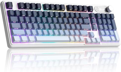 Magegee GK960 لوحة مفاتيح ألعاب لاسلكية ، RGB Tri-Mode Wired/BT/2.4G لوحة مفاتيح كريمية مع لوحة أرقام ، بطارية 4000 مللي أمبير ، التحكم في المقبض ، كبسولات مفاتيح مطبوعة من 19 مفتاحًا من أجل WIN/MAC (الأسود والوردي) in Kuwait