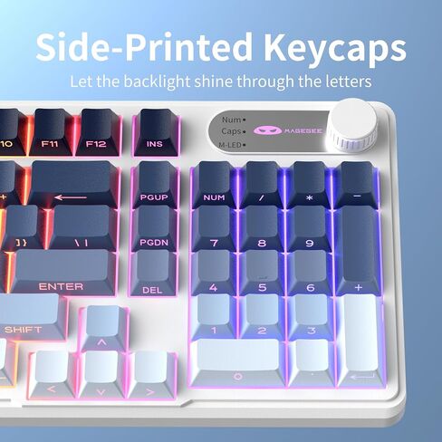 Magegee GK960 لوحة مفاتيح ألعاب لاسلكية ، RGB Tri-Mode Wired/BT/2.4G لوحة مفاتيح كريمية مع لوحة أرقام ، بطارية 4000 مللي أمبير ، التحكم في المقبض ، كبسولات مفاتيح مطبوعة من 19 مفتاحًا من أجل WIN/MAC (الأسود والوردي) in Kuwait