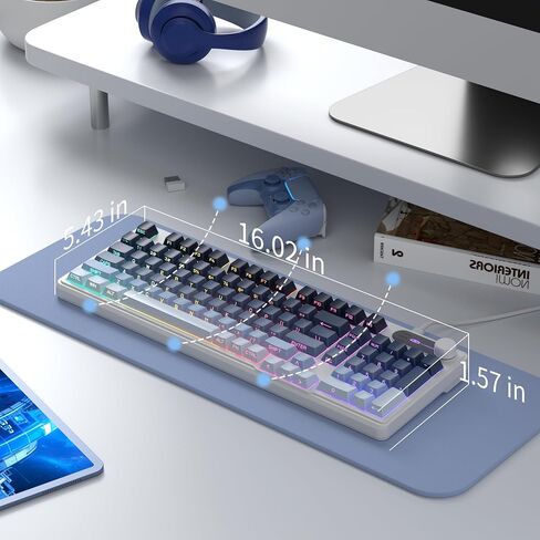 Magegee GK960 لوحة مفاتيح ألعاب لاسلكية ، RGB Tri-Mode Wired/BT/2.4G لوحة مفاتيح كريمية مع لوحة أرقام ، بطارية 4000 مللي أمبير ، التحكم في المقبض ، كبسولات مفاتيح مطبوعة من 19 مفتاحًا من أجل WIN/MAC (الأسود والوردي) in Kuwait