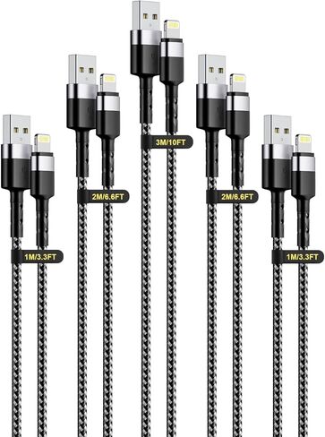3pack ign angle argle argle cable ، 90 درجة Apple USB A إلى Lightning Cable 6ft/2m*2+10ft/3M ، كبل شاحن بيانات مزامنة النايلون ، سلك الشحن السريع لـ iPhone 14 13 12 11 Pro Max XR 8 7 Plus in Saudi Arabia