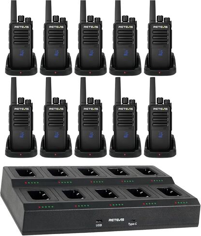RETEVIS RT68H حزمة راديو ثنائية الاتجاه (10 حزمة) مع شاحن 10 اتجاهات (حزمة واحدة) ، Walkie Talkies طويلة المدى ، التصور ، شاشة مخفية مقاومة للتشويش ، فوكس خالية من اليدين ، قابلة لإعادة الشحن. in Saudi Arabia
