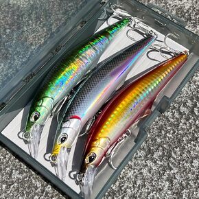 3pcs Sinking Bass Fishing Lures Saltwater Long Casting Laser Minnow Fishing Baits Hard Lure Fishing Kits Accessories (AH in Saudi Arabia