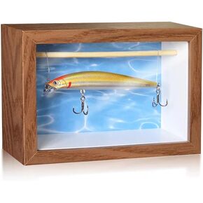 علبة عرض إغراء الصيد ، صندوق تخزين طعم صيد صغير ، ديكور عتيقة لصيد الأسماك ، حامل إغراء الصيد ، يمكن استخدام هدايا الرجال لزينة الجدران وغرفة التجميع والمكتب in Kuwait