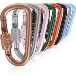 Carabiner Clips, 8 Pcs D-Ring Locking Carabiner Clip, Snap Hook Sport Accessories for Outdoor Camping Hiking in Saudi Arabia