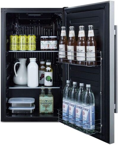 Summit Appliance SPR196OSADA Commercially Approved ADA Compliant ENERGY STAR Certified Outdoor Shallow Depth All-Refrigerator with Stainless Steel Door, Professional Handle, Black Cabinet and Lock in Kuwait