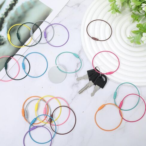 20 Pack Wire Keychain Cable Metal Wire Keychains 6 Inch Stainless Steel Colored Coated Keychain Cable Loops Connecter for Luggage ID Tags in Saudi Arabia